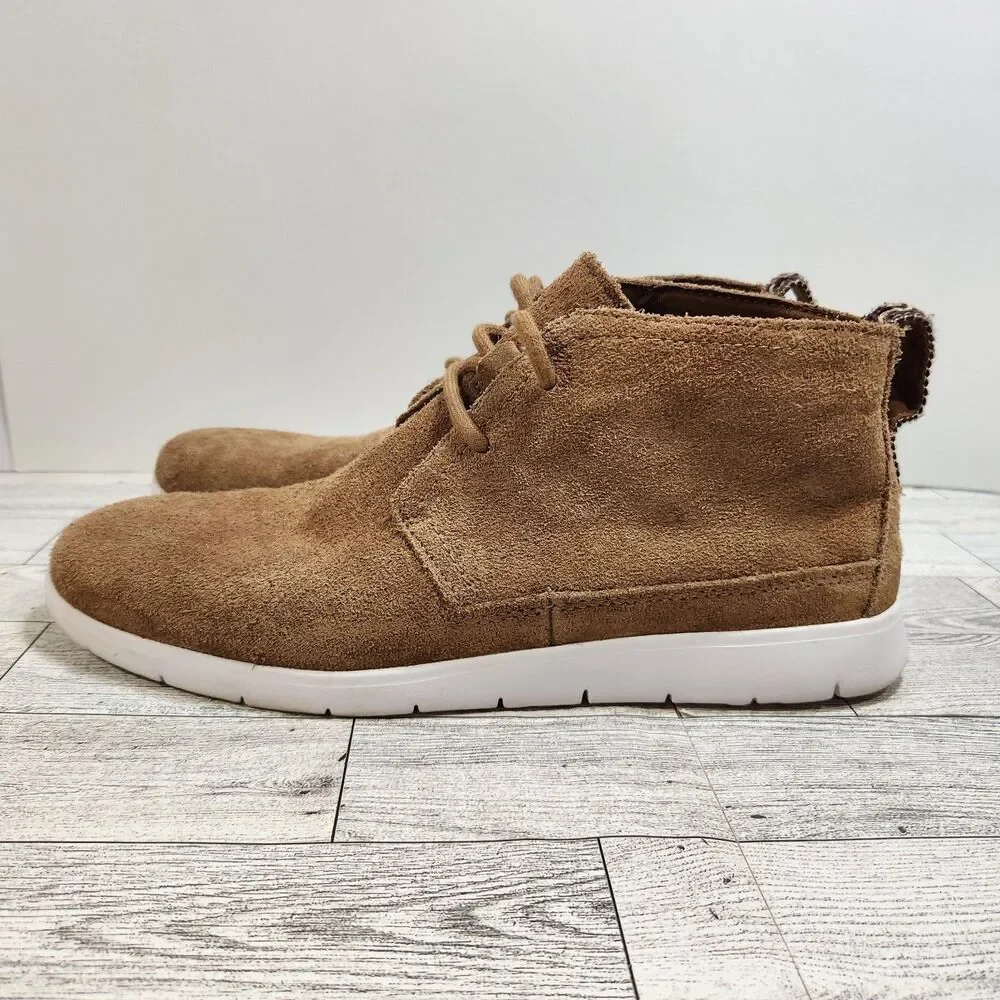 UGG Freamon Brown Tan Suede Chukka Ankle Boot Men's Size 8 Lace Up Lightweight